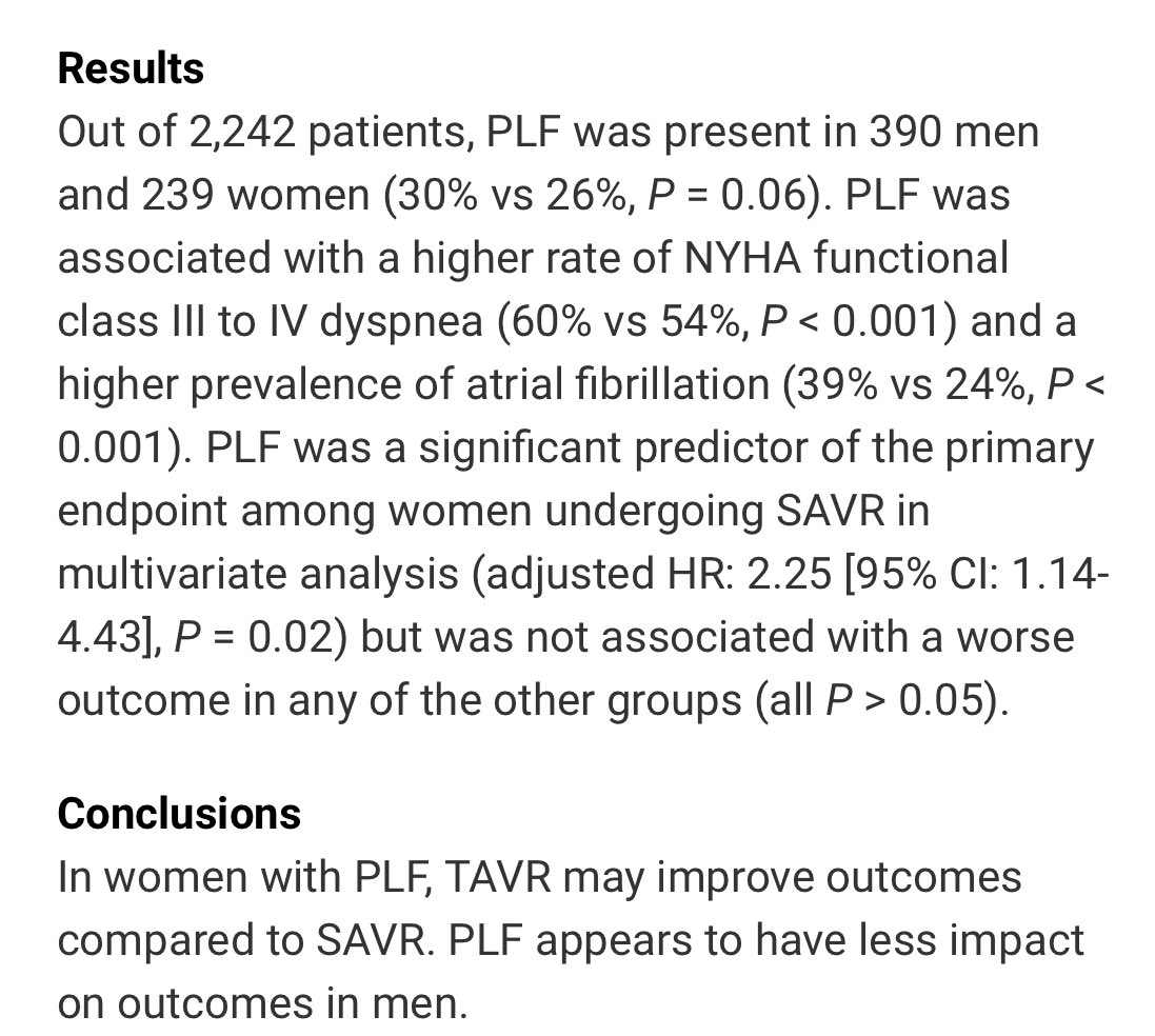 See new research in Sex-related outcomes with Low-Flow post-AVR. bit.ly/Sex_LowFlow Congrats @ClavelLabo @PPibarot @JACCJournals @ACCinTouch @escardio