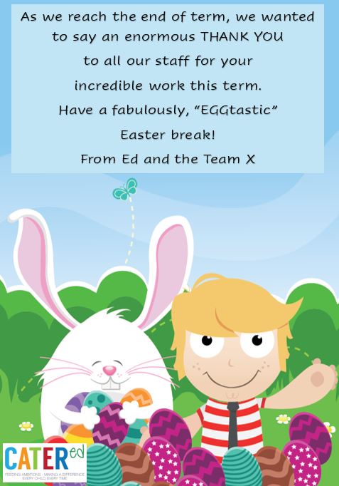 #HappyEaster #ThankYou to all of our fabulous staff in @catered schools across #Plymouth #Cornwall and #WestDevon Have a lovely break! @plymouthcc @LACA_UK