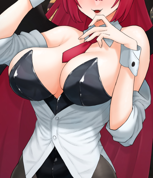 小悪魔にバニー着せたらただのサキュバスにしか見えなくなったので、上にシャツ着せた 