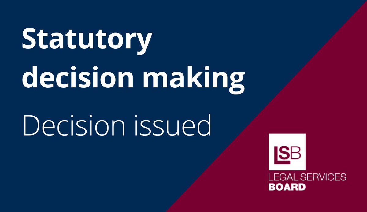 We recently approved an application from the Costs Lawyer Standards Board to alter its regulatory arrangements in respect of its code of conduct. Our decision notice can be found on our website legalservicesboard.org.uk/wp-content/upl…