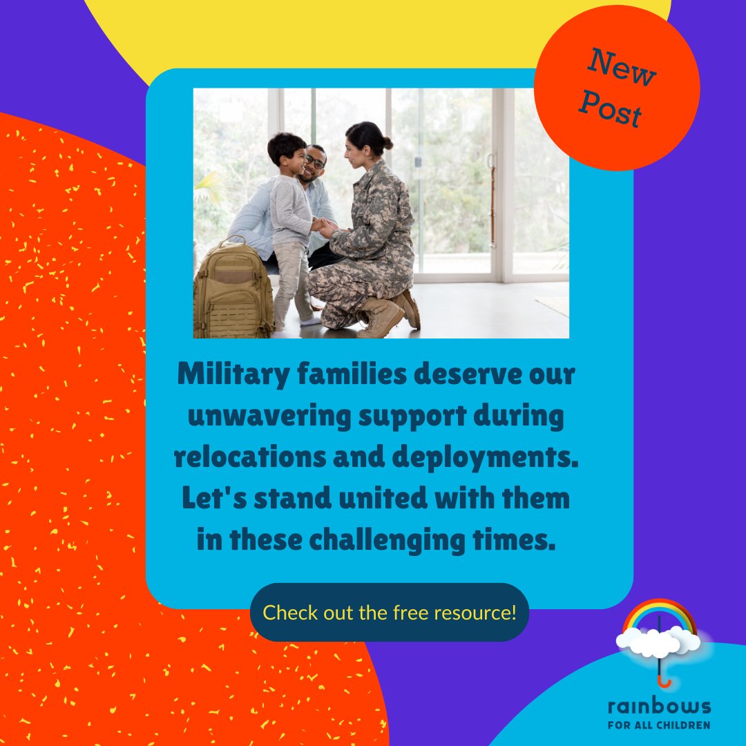 Military families demonstrate remarkable resilience and courage, facing the challenges of deployments with strength and grace. Check out the full post here: rainbows.org/empowering-mil… #military #militaryfamilies #mentalhealth #deployment #blog #blogpost