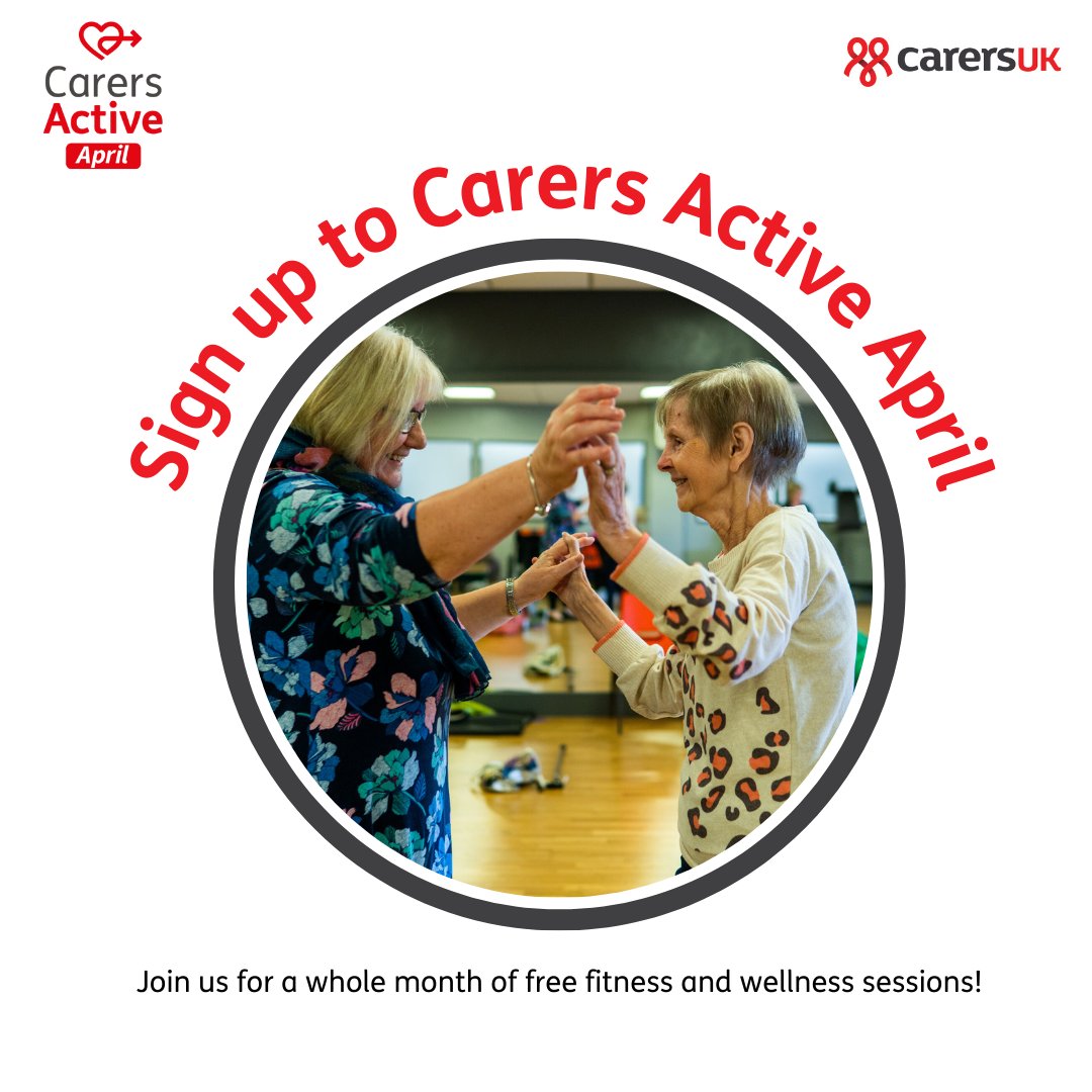 Looking for a fun challenge? Why not sign up to #CarersActiveApril for a month of accessible activity sessions. Do something nice for yourself this Spring - join us! bit.ly/3wRyIFc?utm_so…