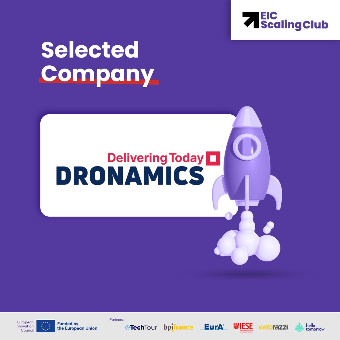 Dronamics joins the <a href="/eicscalingclub/">eicscalingclub</a>, a community of deep-tech and smart mobility scale-ups (including <a href="/Transmetrix/">Transmetrics</a> 🇧🇬).
The @EIC Scaling Club’s mission is to boost and showcase Europe’s deep tech excellence.
Watch this space for event updates soon.
#EICScalingClub #Dronamics