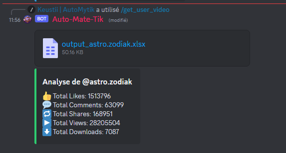 AutoMyTik's tweet photo. Besoin d'analyser en profondeur les stats de tes concurrents tiktok ?
mot bot te fournis un fichier excel avec la liste de toute les video et leur statistiques :
tu attends quoi pour nous rejoindre ?

👉  votre accès GRATUIT (10Places) https://t.co/zzsTyvYvAE

#TikTokAutomation https://t.co/JGlH3tTiZr