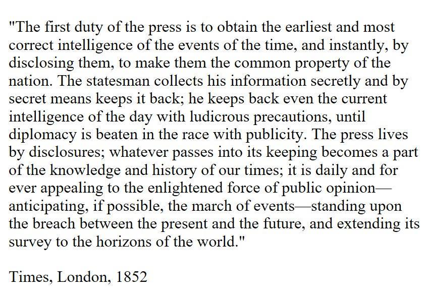 The Times on the duties of the press from 1852