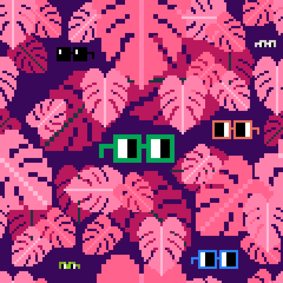 some nounish pattern tiles using assets from the Lil Nouns asset library, available at @cc0lib once i figure uploading out😅