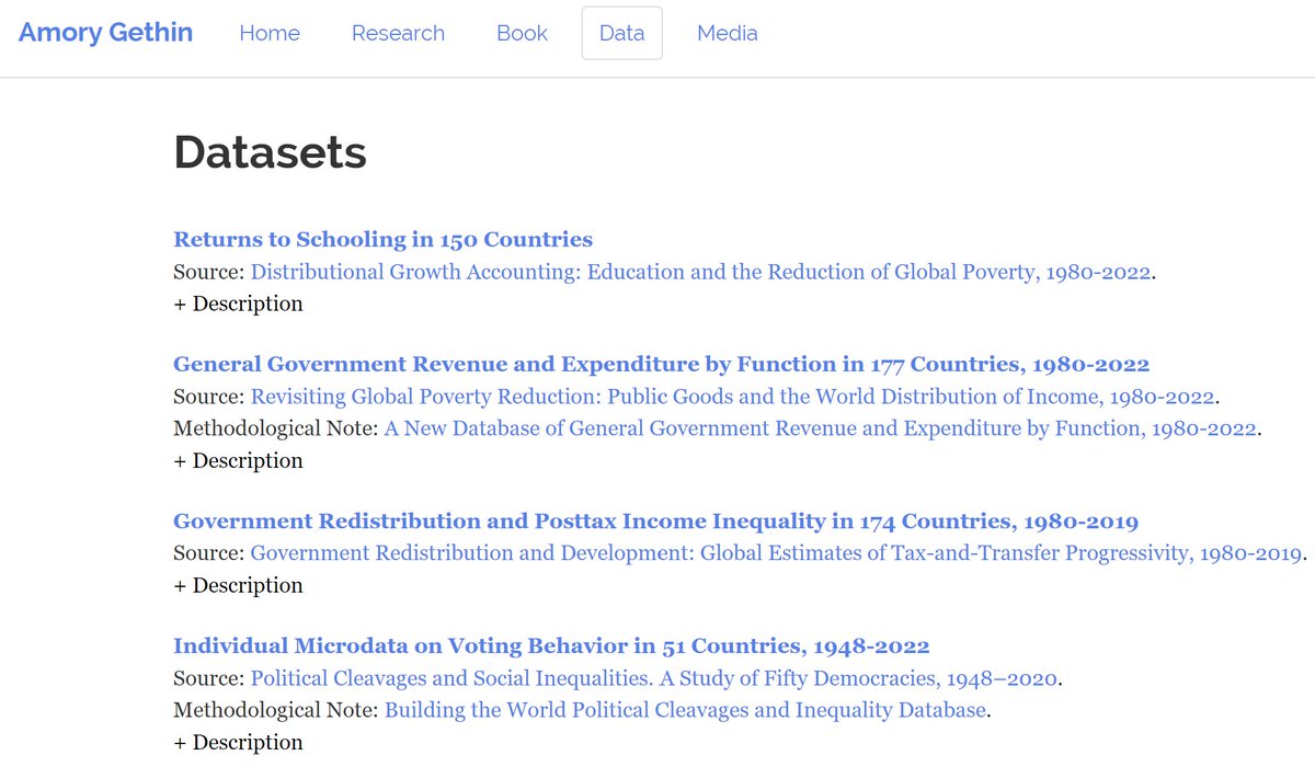 Following up on a few requests, I am happy to make available four datasets I have been assembling over the years. I will probably add more datasets to this page in the future. 👇 amory-gethin.fr/data.html