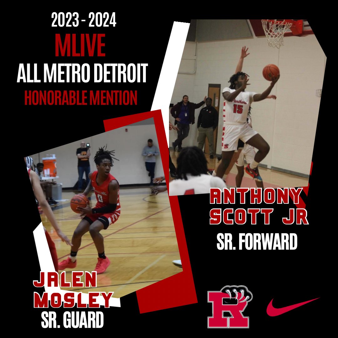 Post Season awards still rolling in for two of our seniors. Jalen Mosley and Anthony Scott Jr. were named MLive All Metro Detroit Honorable Mention. Congrats fellas, I believe more will follow. #TRUTH #RosevilleBasketball