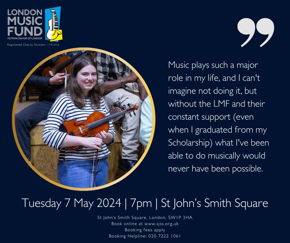 Meet the performers! Molly will be playing the violin at our Jess Gillam and Friends concert on 7 May. To find out more about Molly's musical journey, click here: londonmusicfund.org/news/meet-the-… To book your concert tickets, click here: sjss.org.uk/events/london-…