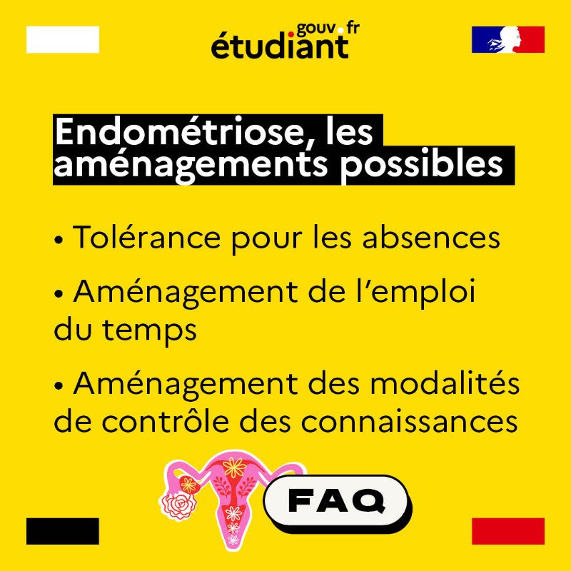 etudiantgouv's tweet photo. Journée mondiale de l'#endométriose 🎗️

📢 Si vous êtes atteinte d'endométriose, vous pouvez bénéficier d’aménagements d’études, adressez-vous à votre établissement et votre Service de santé étudiante.

👉 https://t.co/nY60H9on8w