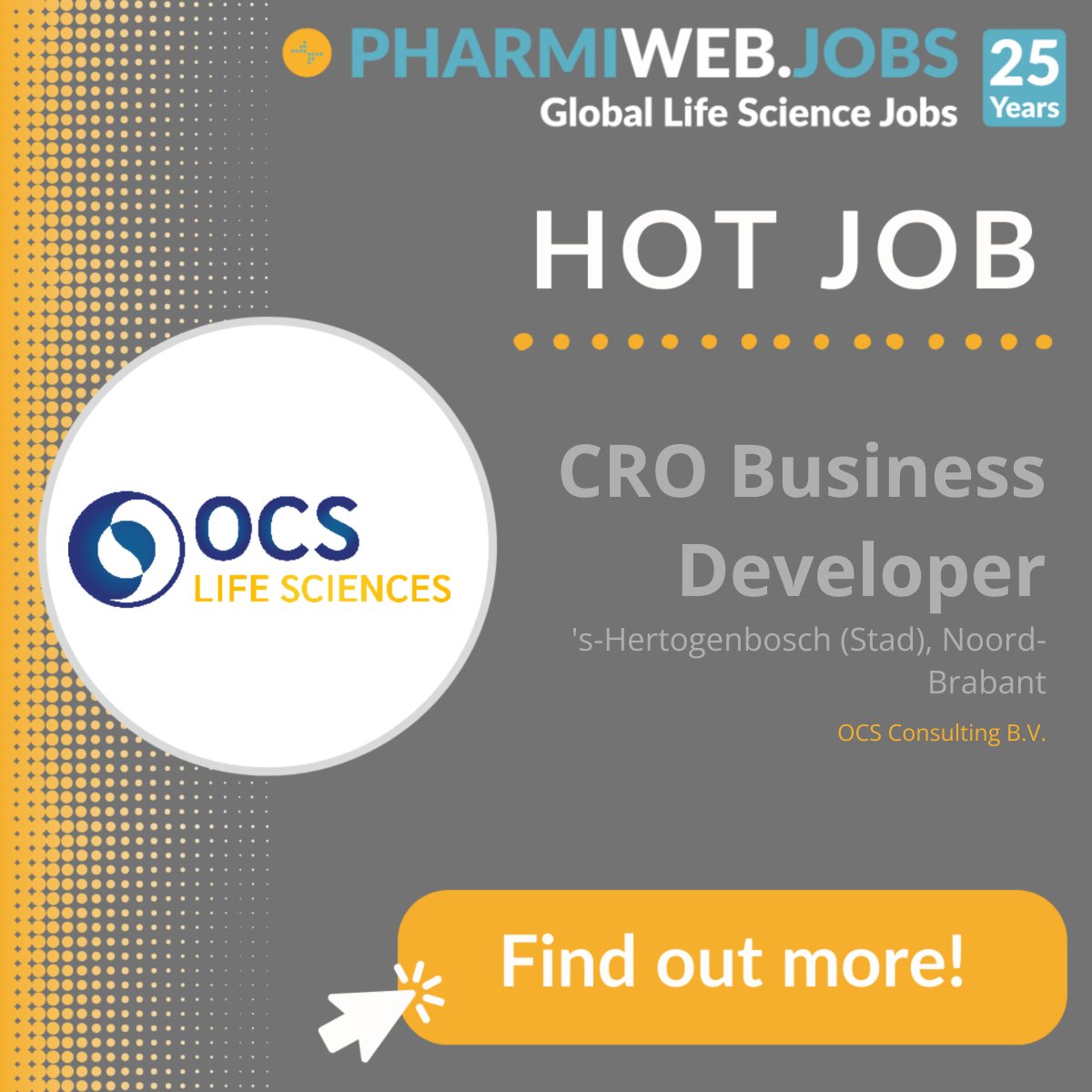 HOT JOB! CRO Business Developer - buff.ly/43E61I5 OCS Consulting are seeking a dynamic and motivated CRO Business Developer to join their team. Apply now: buff.ly/43E61I5 #CROBusinessDeveloper #SalesJobs #ClinicalIT #ClinicalDataScience #ClinicalResearch