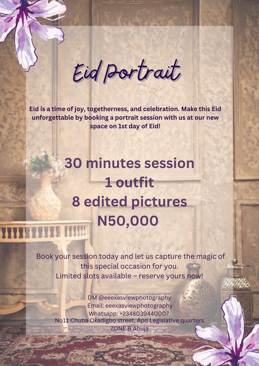 As Eid approaches, I wanted to reach out to share an exciting opportunity with you. Why not commemorate this joyous occasion with timeless Eid portraits? Kindly RETWEET please