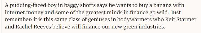 A lot to enjoy in @chakrabortty's account of Sam Bankman-Fried & those who lined up to fawn over him, but this on the infamous story of him gaming while meeting some finance big-wigs is especially good, in its bleak way theguardian.com/commentisfree/…