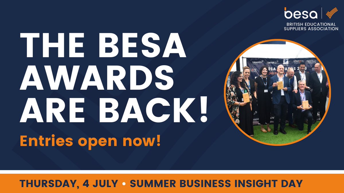 The BESA Awards are back - and it’s time to get your entries in! besa.org.uk/news/the-besa-… After an overwhelmingly positive response following last year’s awards, we are thrilled to announce the BESA Awards are returning in 2024. The BESA Awards recognise the positive