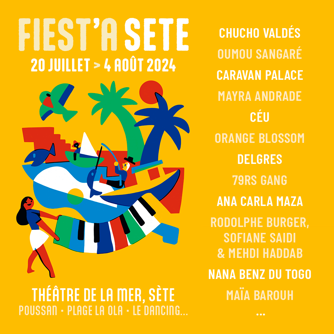 Festival Fiest'A Sète #fiestasete (@fiestasete) on Twitter photo 🔸PROGRAMMATION 2024🔸
Nous y voilà ! Il est enfin temps de vous révéler toute la prog’ de cette 27ème édition 😍
📌Toutes les infos sur fiestasete.com
<a href="/fipradio/">FIP 📻</a> @bleuherault <a href="/F3OccitanieLR/">France 3 Occitanie</a> <a href="/Telerama/">Télérama</a> <a href="/Midilibre/">Midi Libre</a> <a href="/MidiLibreSete/">Midi Libre Sète</a> <a href="/GazettedeMtp/">Gazette Live Montpellier</a> #sete #festival #fiestasete 🔸PROGRAMMATION 2024🔸
Nous y voilà ! Il est enfin temps de vous révéler toute la prog’ de cette 27ème édition 😍
📌Toutes les infos sur fiestasete.com
<a href="/fipradio/">FIP 📻</a> @bleuherault <a href="/F3OccitanieLR/">France 3 Occitanie</a> <a href="/Telerama/">Télérama</a> <a href="/Midilibre/">Midi Libre</a> <a href="/MidiLibreSete/">Midi Libre Sète</a> <a href="/GazettedeMtp/">Gazette Live Montpellier</a> #sete #festival #fiestasete