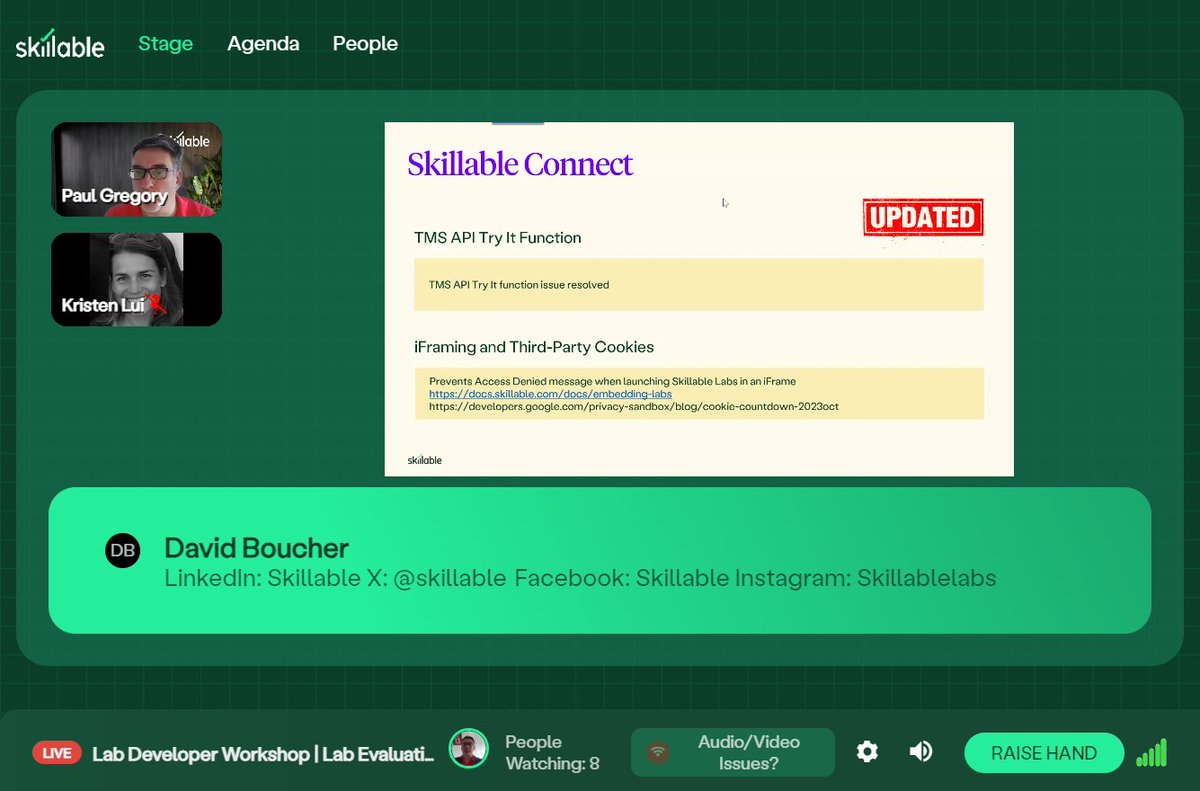 cswaly's tweet photo. Attending the Monthly Lab Developer workshop with @skillable and @paullgregory on Lab feedback and evaluations on Skillable Studio. Loving the new Goldcast platform and looking forward to exploring more Skillable Studio feedback/evaluation features https://t.co/JiXvA30SWw