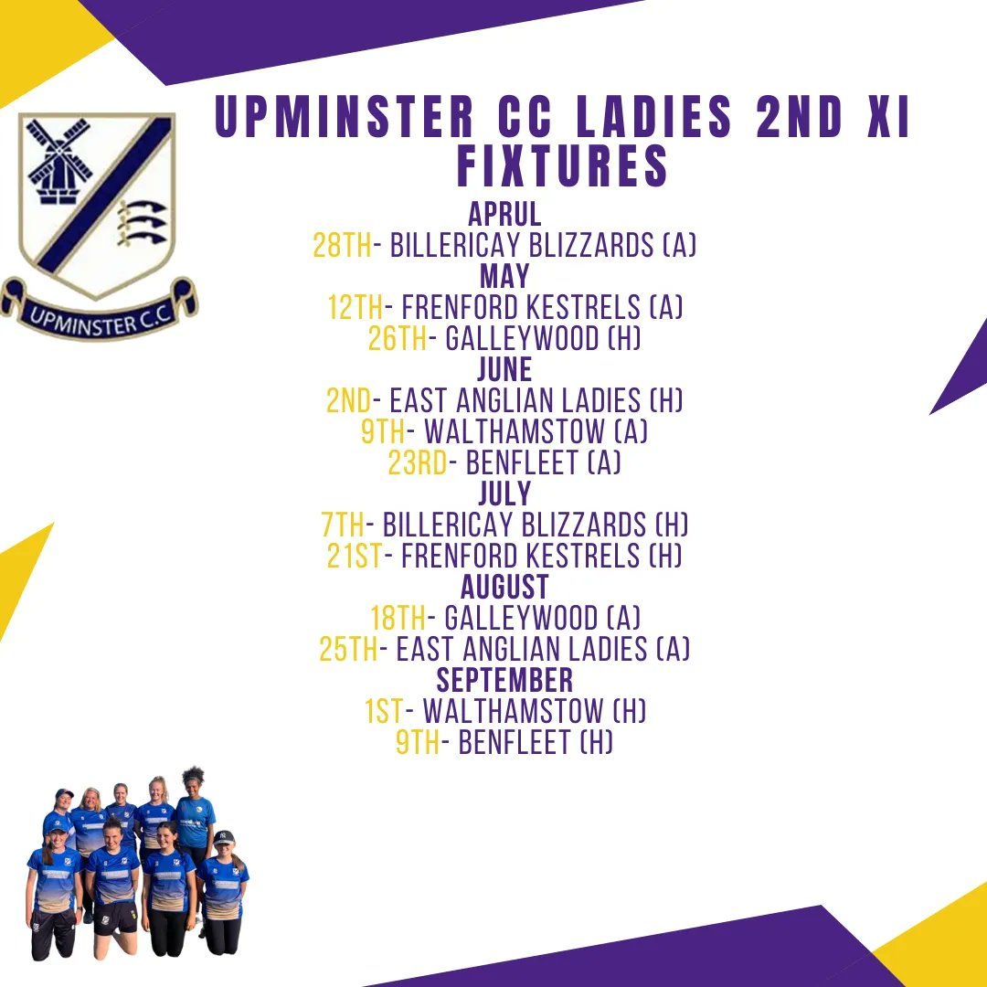 Our biggest summer yet for Ladies Cricket. Here are the fixtures for our 1st XI and our new ladies 2nd XI. Go well girls!