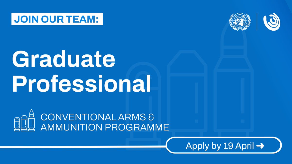 📢 Join our team! 💼

UNIDIR's Conventional Arms &amp; Ammunition Programme seeks a Graduate Professional (remote) to work on strengthening weapons &amp; ammunition management, and related activities. 👩🏾‍💼👨🏾‍💼

Apply by 19 April! ➡️ unidir.org/CAAP-GPP

#WAM #UNJobs <a href="/UNjobs/">UNjobs</a>