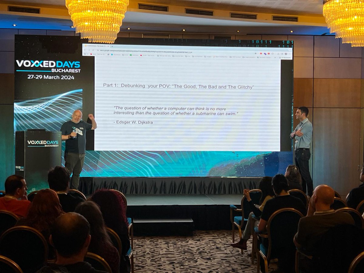 VoxxedBucharest's tweet image. In Crowne B room, join us as we welcome @olimpiupop and @spoole167 for a talk that examines the top AI frameworks under close scrutiny.

#itisfun #vdbuh24 #conference