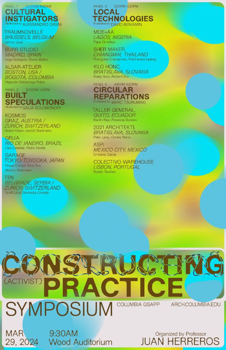 【明日開催】
コロンビア大学のGSAPPが主催する「Constructing (activist) Practice Symposium」に参加し、プレゼンテーションとパネルディスカッションを行います。
開催はいよいよ明日になります。

日時: 3/29(金)9:30-(EST)
場所: Avery Hall, Columbia University
arch.columbia.edu/events/3376-co…