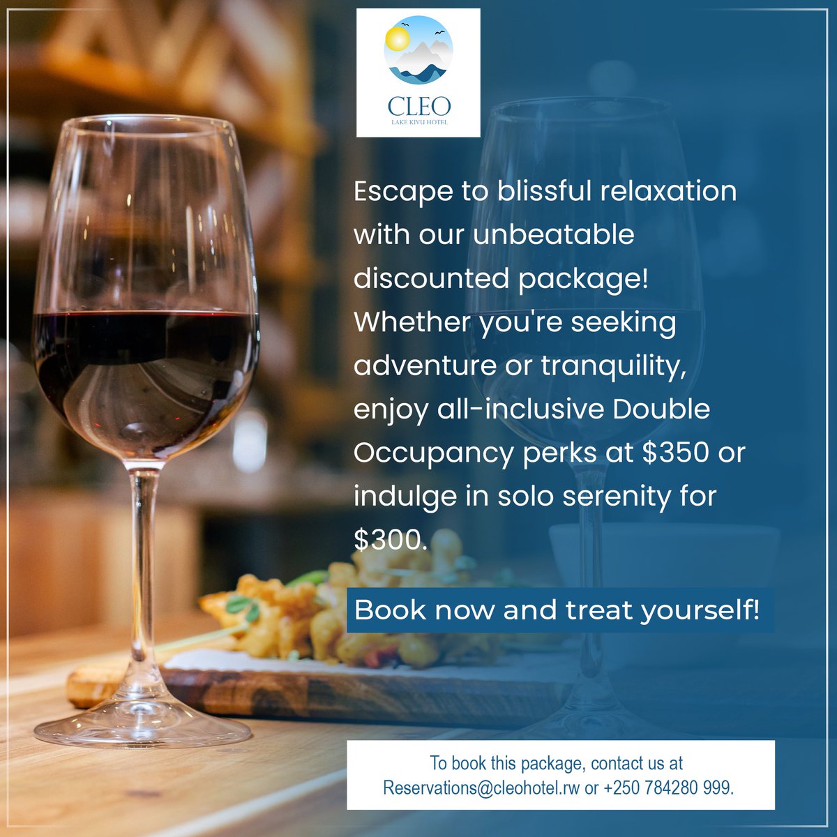 Escape to blissful relaxation with our unbeatable discounted package! Whether you're seeking adventure or tranquility, enjoy all-inclusive Double Occupancy perks at $350 or indulge in solo serenity for $300. Book now and treat yourself!