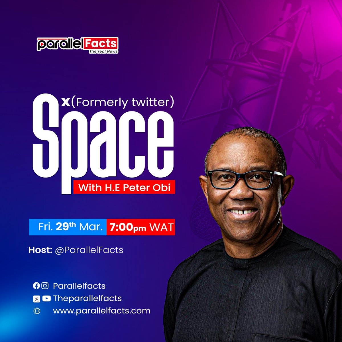 Dear Nigerians, I wish to remind you of my scheduled X space engagement with you on @ParallelFacts tomorrow, Friday, 29 March 2024 by 7pm. I wish to respectfully appeal that we all join the space so that we can share ideas and exchange views on contemporary issues bedeviling us.