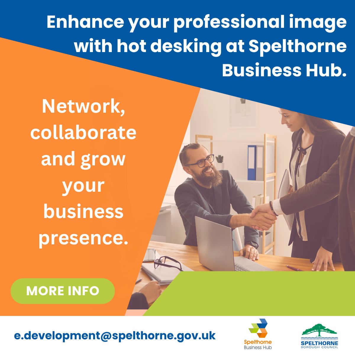 Transform your workday with our modern hot desk setup at the Spelthorne Business Hub, located at 33 Hanworth Road, Sunbury, Tw16 5DA. Embrace productivity in a dynamic environment! 

#ProductivityBoost #HotDesking #SpelthorneBusinessHub #SpelthorneBoroughCouncil