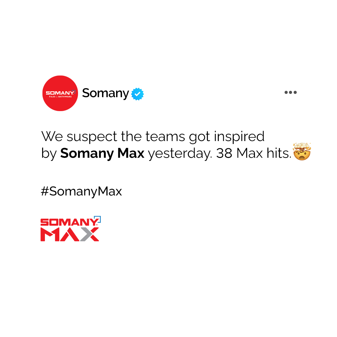 Looks like the teams caught the Somany Max fever! 
Yesterday’s match was a blast! 
#SomanyMax #CricketSeason #CricketFever #T20 #TopPerformance