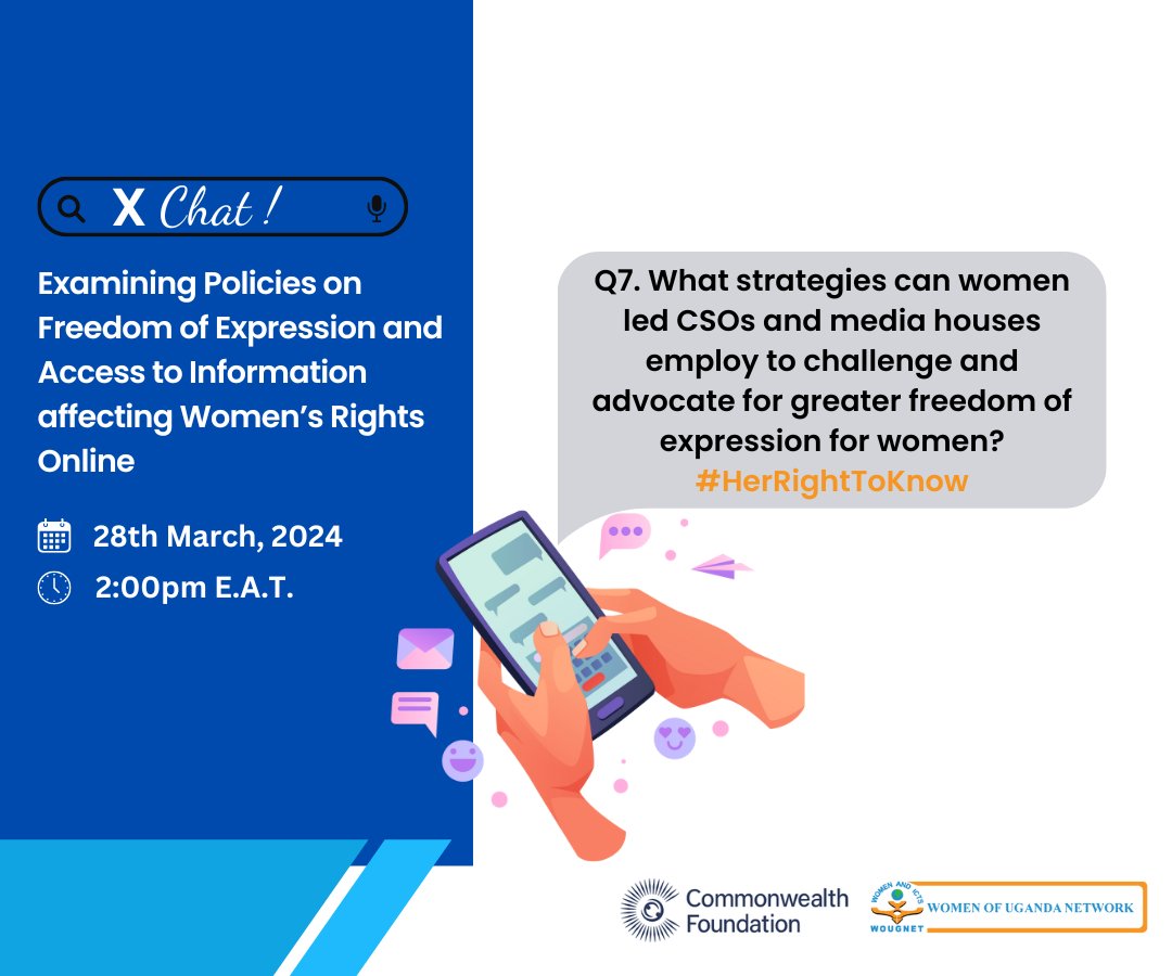 Q7. What strategies can women-led CSOs and media houses employ to challenge and advocate for greater freedom of expression for women? #HerRightToKnow