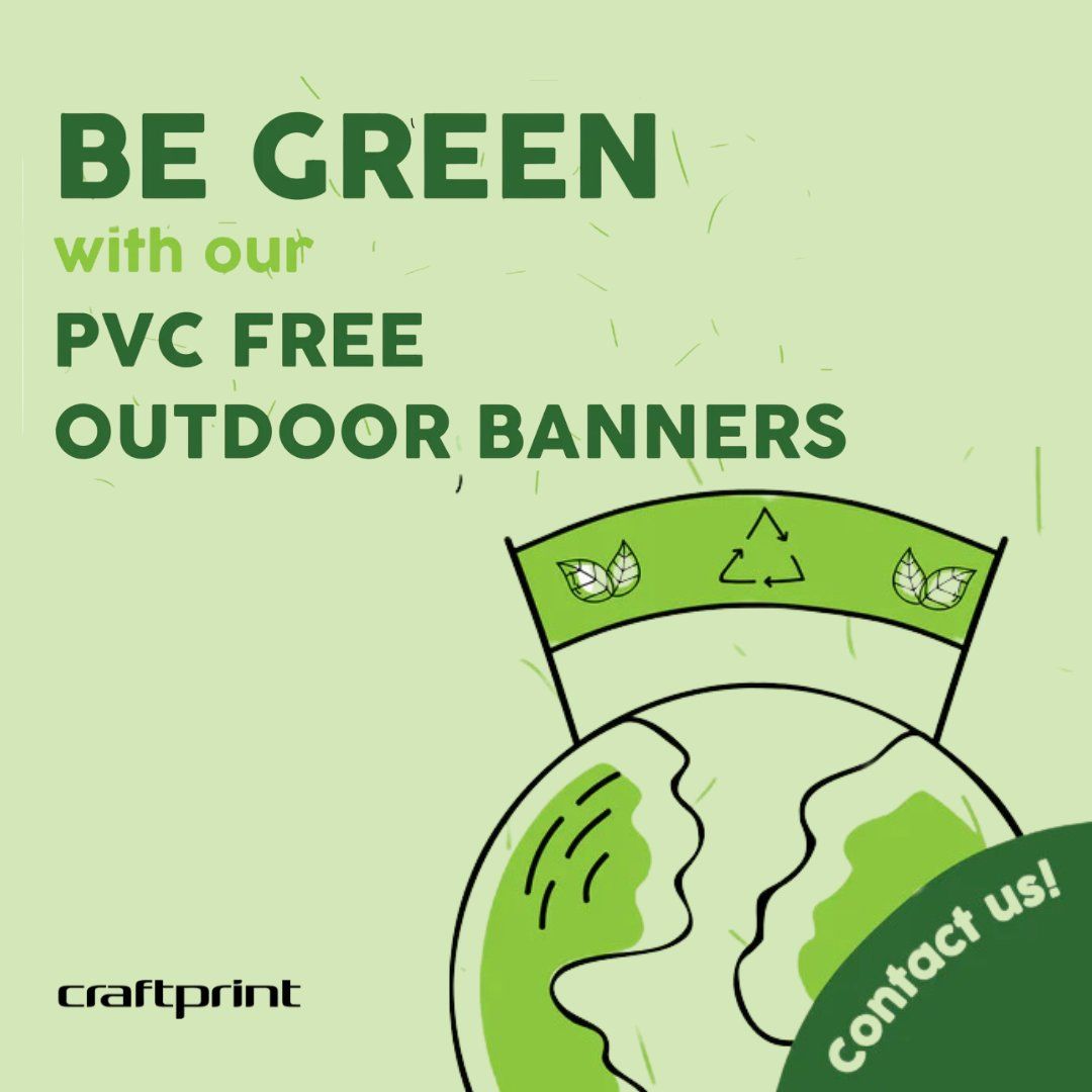 Choose eco-friendly solutions for your outdoor banners - our PVC FREE options are here to make a positive impact.🍃

Contact us today via email at online@craftprint.co.uk or call 01204 694993

#GreenFuture #Craftprint #SustainableChoices #EcoFriendlyBanners