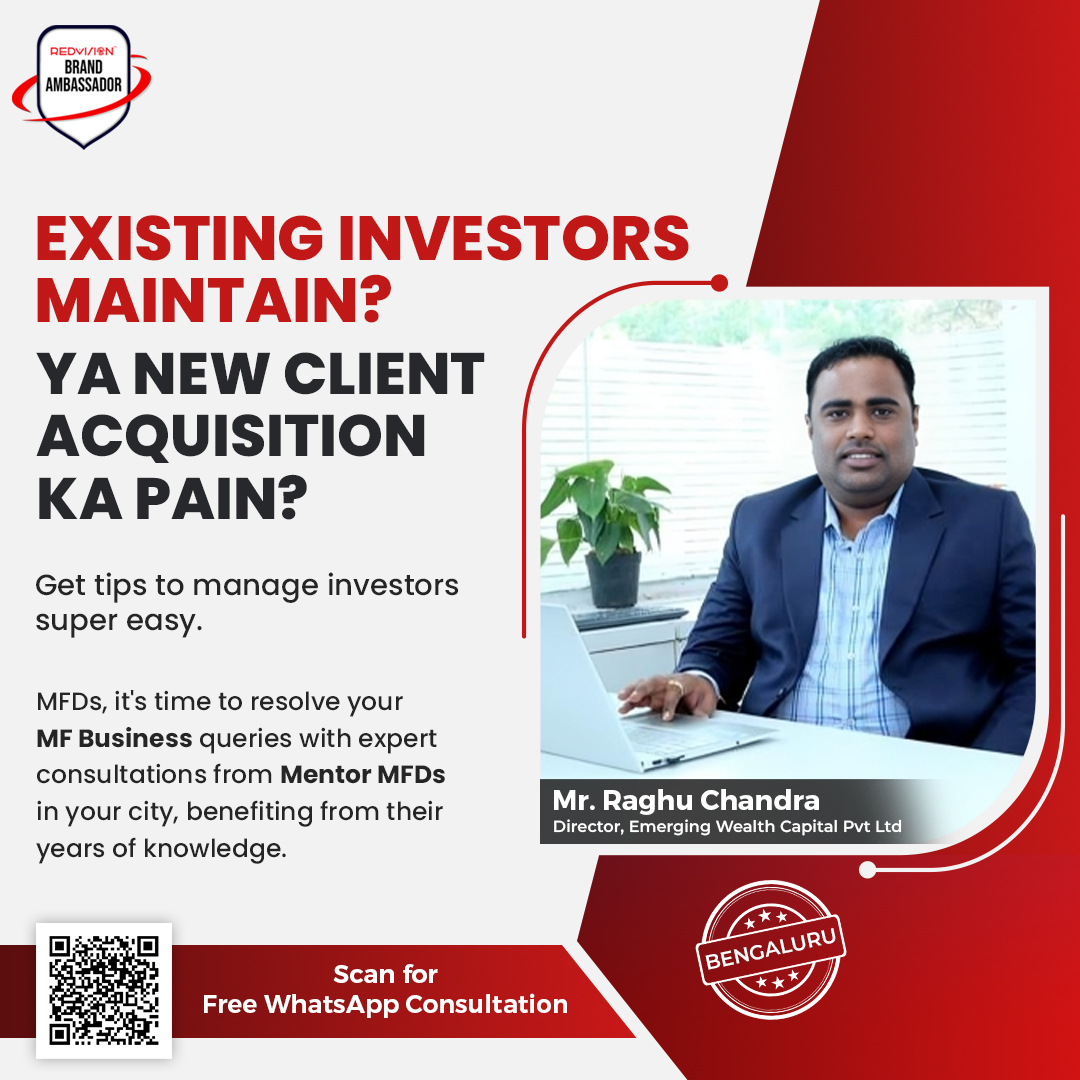 redvisionindore's tweet image. Scan the QR in the post for a FREE WhatsApp consultation now!

Meet Mr. Raghu Chandra, Mentor MFD from Bangalore &amp;amp; Director of Emerging Wealth Capital Pvt. Ltd.
He&apos;s here to help you with your MF queries.

#MFDs #REDVisionTechnologies #MutualFundSoftware #brandambassador #MFD