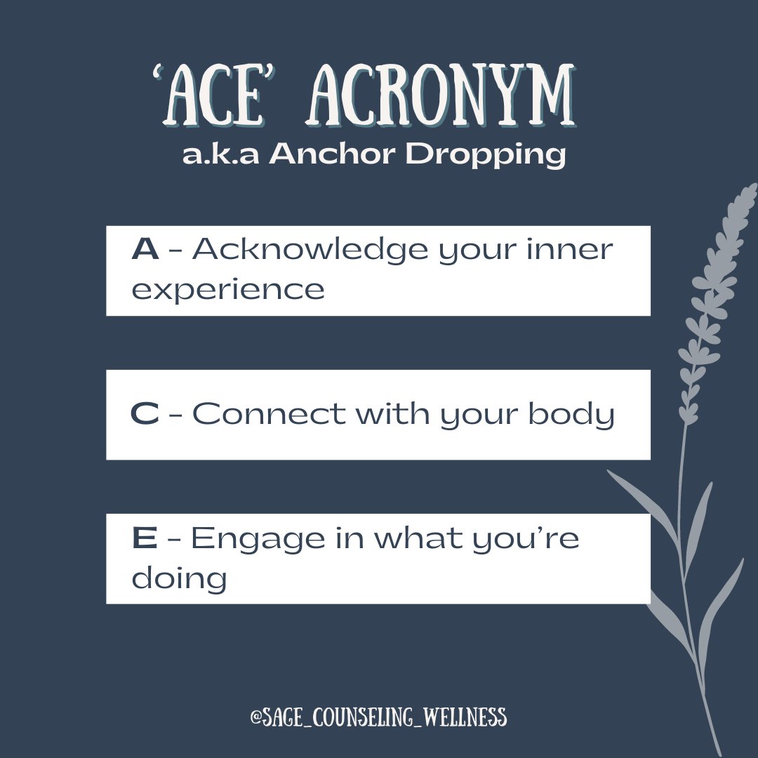 ACE is an acronym as part of Acceptance and Commitment Therapy! 🌺It is used as a grounding technique when handling difficult emotions. 
#selfloveadvocate#selfacceptance #selflove #selfcare#selflovery#selflovefirst #selflovematters #selfloveiskey #selflovejourney#selfconfidence