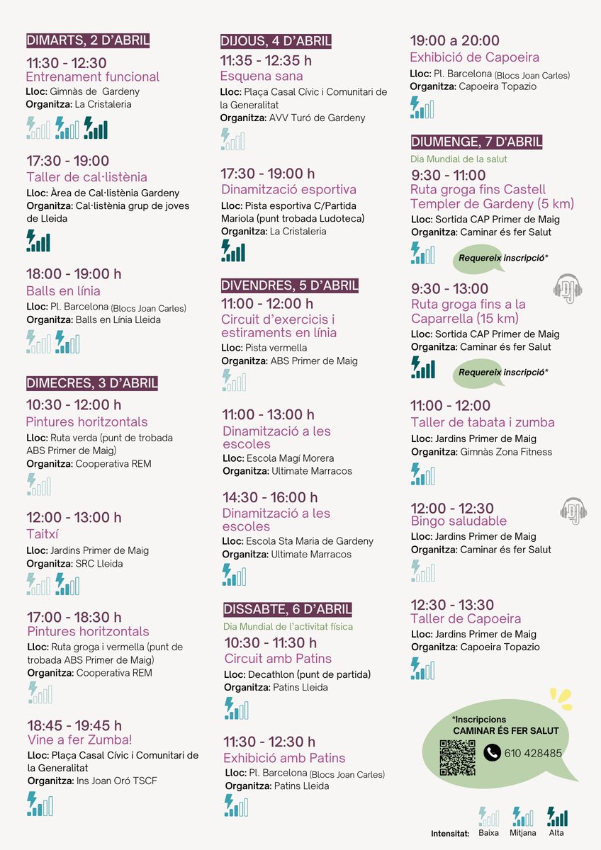 Hospital Universitari Santa Maria (@gss_lleida) on Twitter photo El Servei de Rehabilitació Comunitària <a href="/GSS_Lleida/">Hospital Universitari Santa Maria</a> Fem esport, fem barri! Rutes saludables.
📍Barri de La Mariola, Blocs Joan Carles i Turó de Gardeny
🗓️ Del 2 al d'abril
👉Surt al carrer i activa't El Servei de Rehabilitació Comunitària <a href="/GSS_Lleida/">Hospital Universitari Santa Maria</a> Fem esport, fem barri! Rutes saludables.
📍Barri de La Mariola, Blocs Joan Carles i Turó de Gardeny
🗓️ Del 2 al d'abril
👉Surt al carrer i activa't