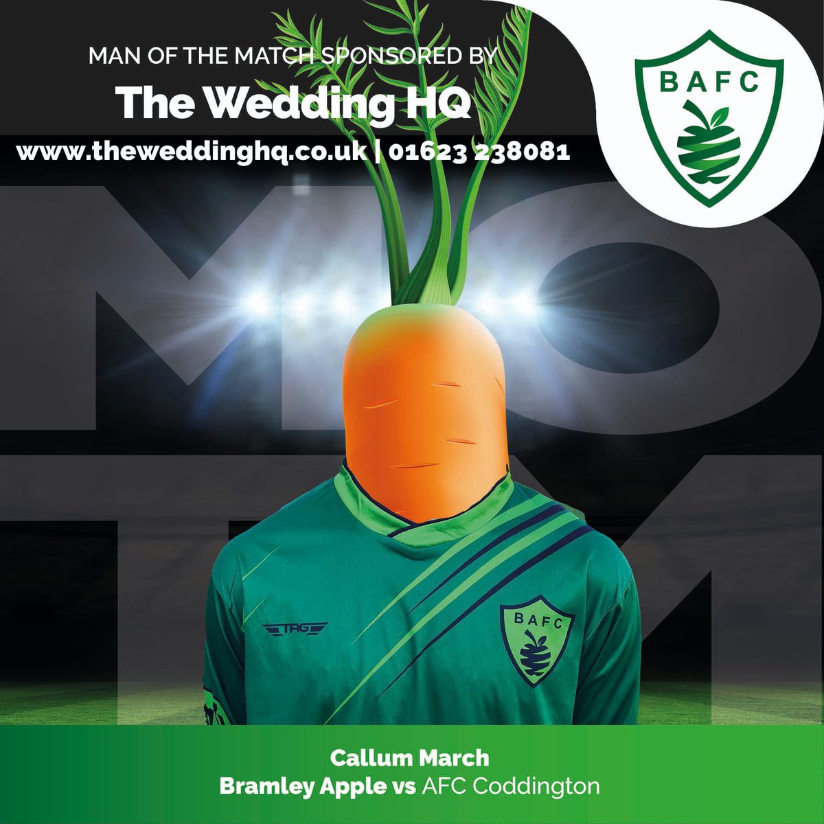 This weeks Man of the Match chosen by AFC Coddington and definitely deserved was new signing Callum March.

Unfortunately we didn’t have an actual picture to hand of Callum 🤷‍♂️

Proudly sponsored by The Wedding HQ

#football #sundayleague #Southwell #nottsfa