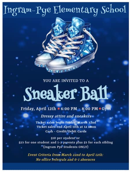 Tickets are selling fast for the Sneaker Ball. You don’t want to miss this fun family event. The last day to purchase tickets is Thursday, April 12th.
#BibbPBIS #WildcatWay