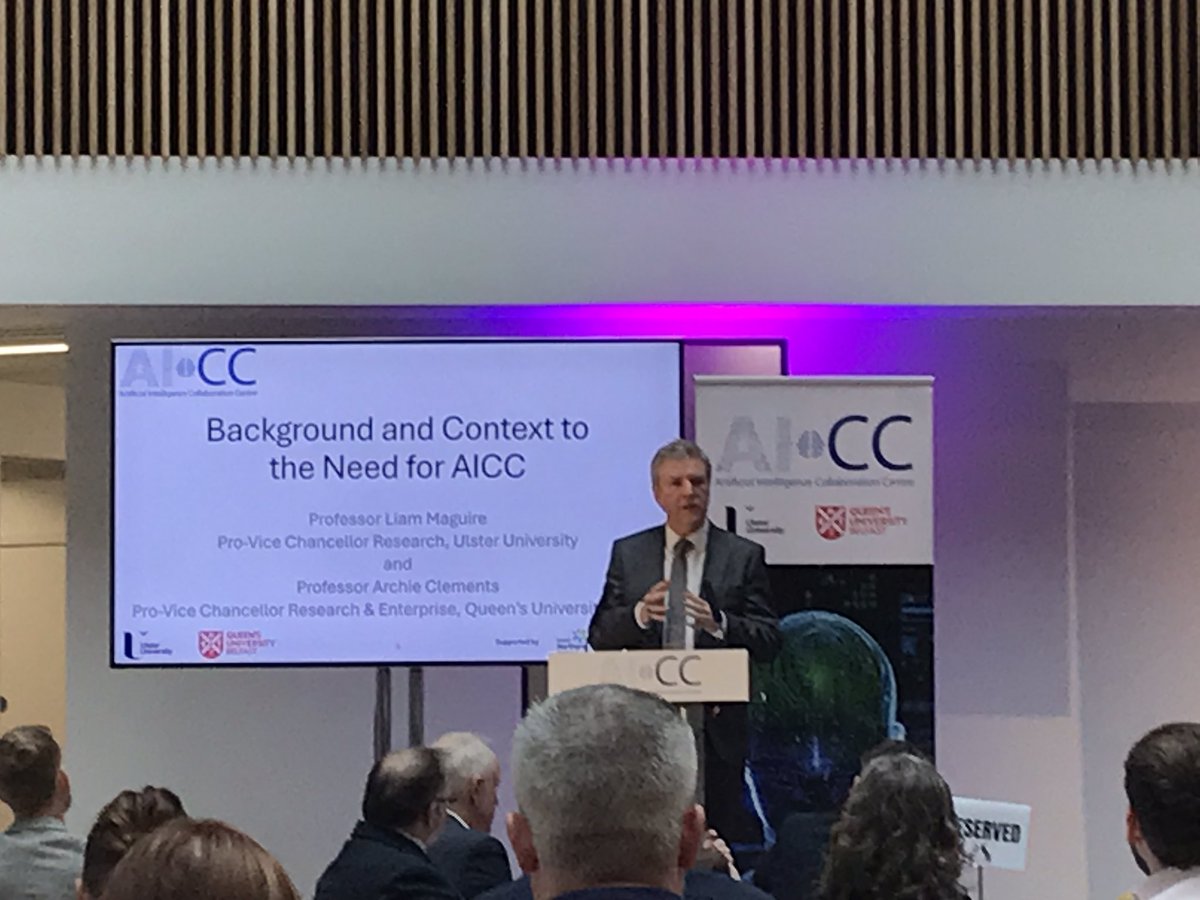 Today is a significant day as we launch the Northern Ireland Artificial Intelligence Collaborative Centre <a href="/UlsterUni/">Ulster University</a> . This is an exciting strategic partnership with both Local Universities, Industry and Government.