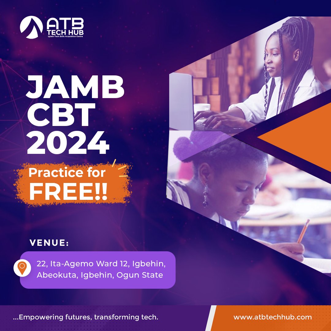 ATB Tech Hub, backed by the @ayafnigeria  is empowering youth through free learning initiatives! Bridging the gap by providing free access to computers & internet, aiding youth in JAMB (UTME) exam prep.  #ATBTechHub #FreeLearning #JAMBPrep #SDG4 #EmpowerYouth #AYAF #JambPratice