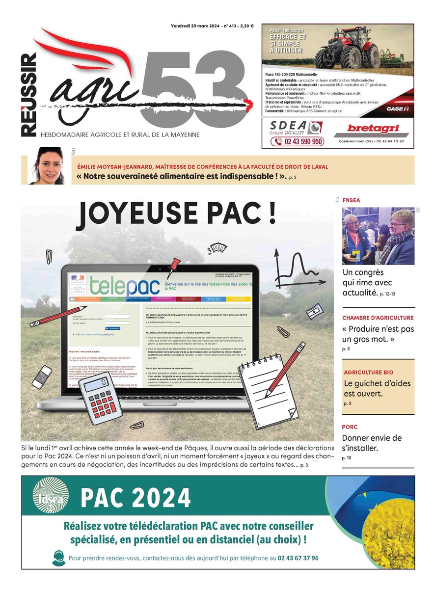 Demain @Agri_53 ouvre sur la #PAC. Aussi : - retour sur le #CongresFNSEA @fdsea53 @FNSEA - colloque Fiscalité agricole à @Laval_la_Ville - #agriculturebio #AB et nouvelles aides - session @ChambagriPdL en @lamayenne - @afdi_reseau et collecte ferraille Solifer #solidarite