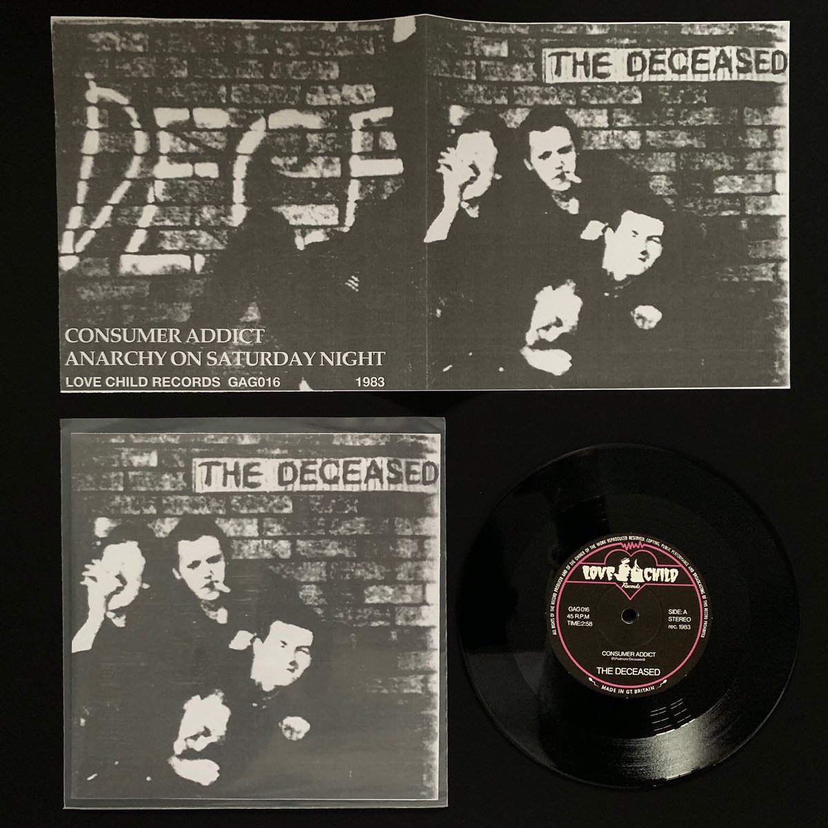 It’s 1983 at Love Child Records! The Deceased - Consumer Addict / Anarcy On A Saturday Night Limited press / DIY Poster sleeve / OUT NOW lovechildrecords.co.uk/shop/ #PUNK #VINYL #RECORDS