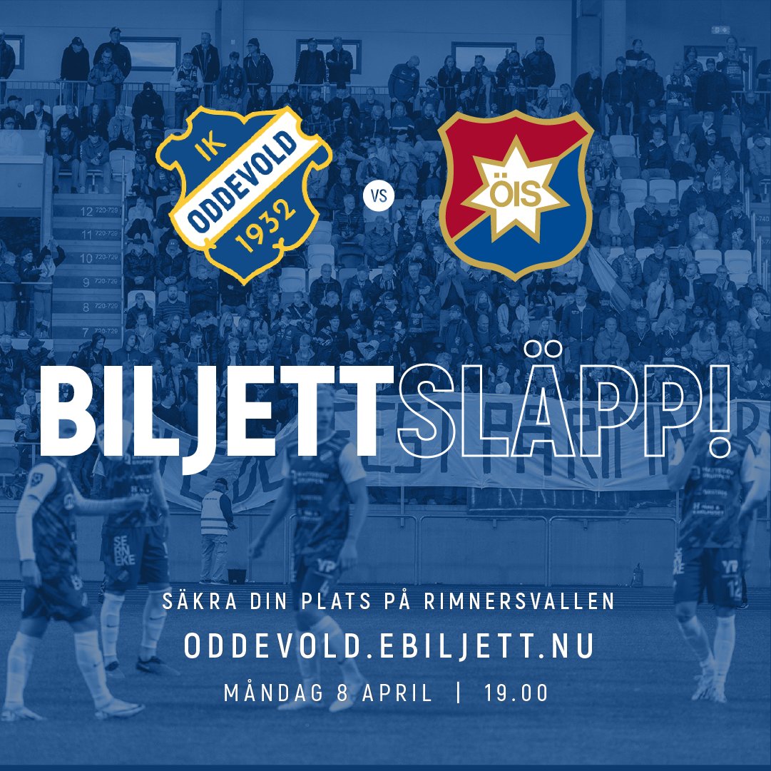 BILJETTSLÄPP! Nu ligger biljetterna mot ÖIS uppe till försäljning. Säkra din plats till hemmapremiären av Superettan idag! Biljettlänk via vår hemsida!
#uppåtframåt #oddevold #superettan