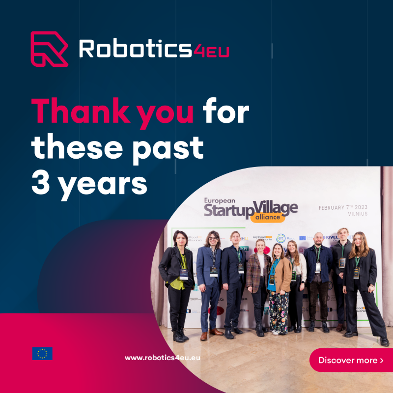 Robotics4EU's tweet photo. In the blink of an eye, 3 extraordinary years have passed.💭

Together, we've seen #RoboCompass thrive, celebrated the success of the #VRExhibition, hosted memorable #events, gathered your crucial #input on 11 robotics business ideas and so much more!🤖

We truly thank you all.💖
