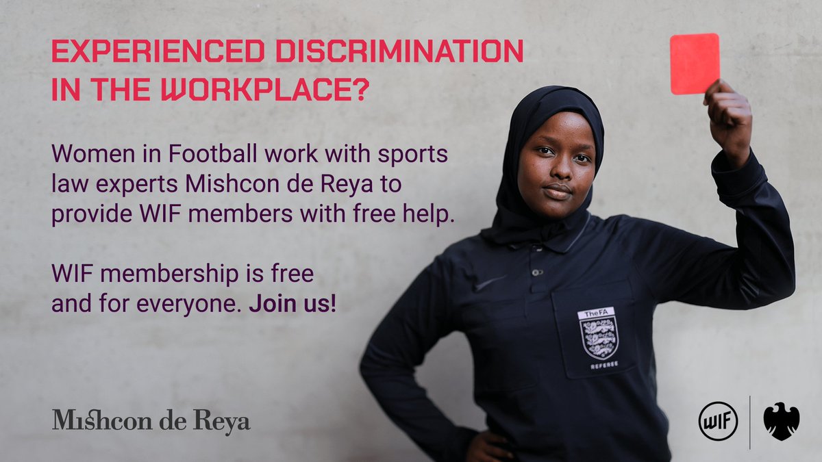 Sports law experts @Mishcon_de_Reya provide pro bono support to #WomeninFootball and our members to fight discrimination. Use our ‘Report Discrimination’ service if you would like to speak to someone: womeninfootball.co.uk/discrimination… Not a member? Join here: womeninfootball.co.uk/join-us/