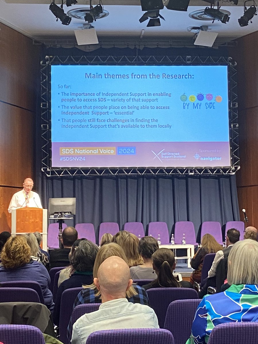 Mark from @SDSScot talking about ‘Be My Side’ Survey and project group which highlights the importance of Independent Support for people accessing Self Directed Support. #SDSNV24