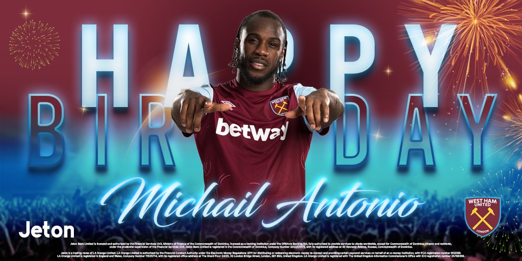 We wish @westham 's Michail Antonio a happy birthday! 🎂 #jetonwallet #whu #westhamunited #happybirthday #michailantonio #coyi #comeonyouirons