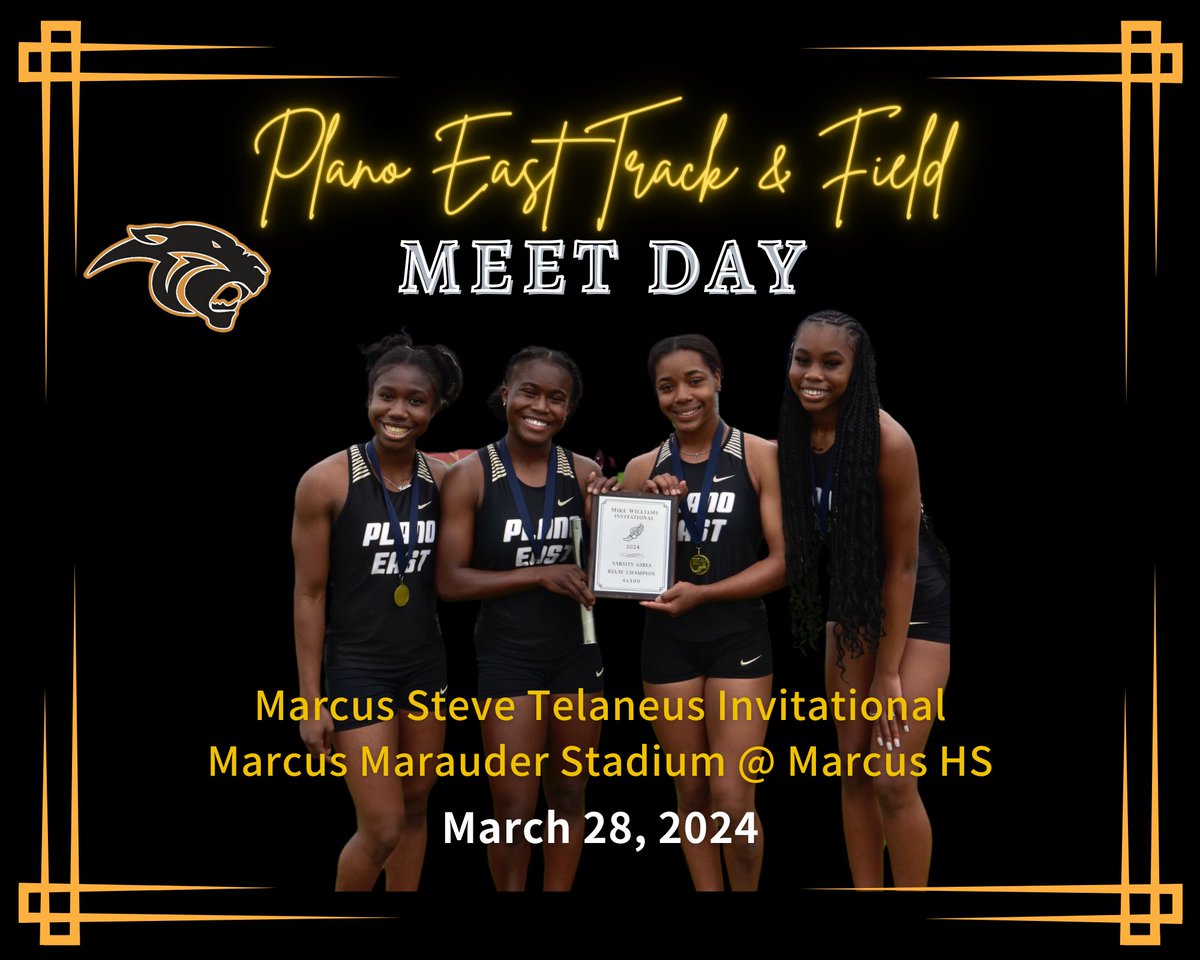 💥IT’S MEET DAY💥 Come cheer on our Panthers at our last Meet of the season before District‼️ 📍 Marcus Steve Telaneus Invitational 🏟️ Marcus Marauder Stadium @ Marcus HS 🗓️ March 28, 2024 Live Results: milesplit.live/meets/590686 @PISDAthDept @EastPanthers1 @CoachReedXCTF