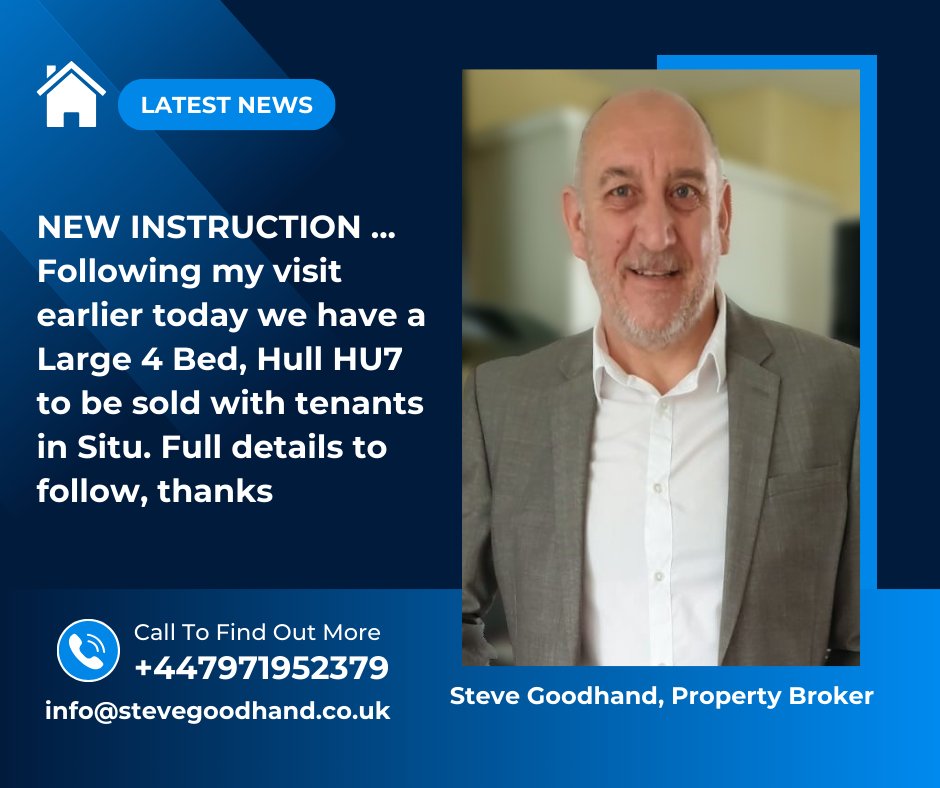 HULL INVESTMENT PROPERTY LIMITED
Latest News / New Instruction
Hull HU7
#forsale #hull #offmarket #stevegoodhand #investment #property #investors #4bed