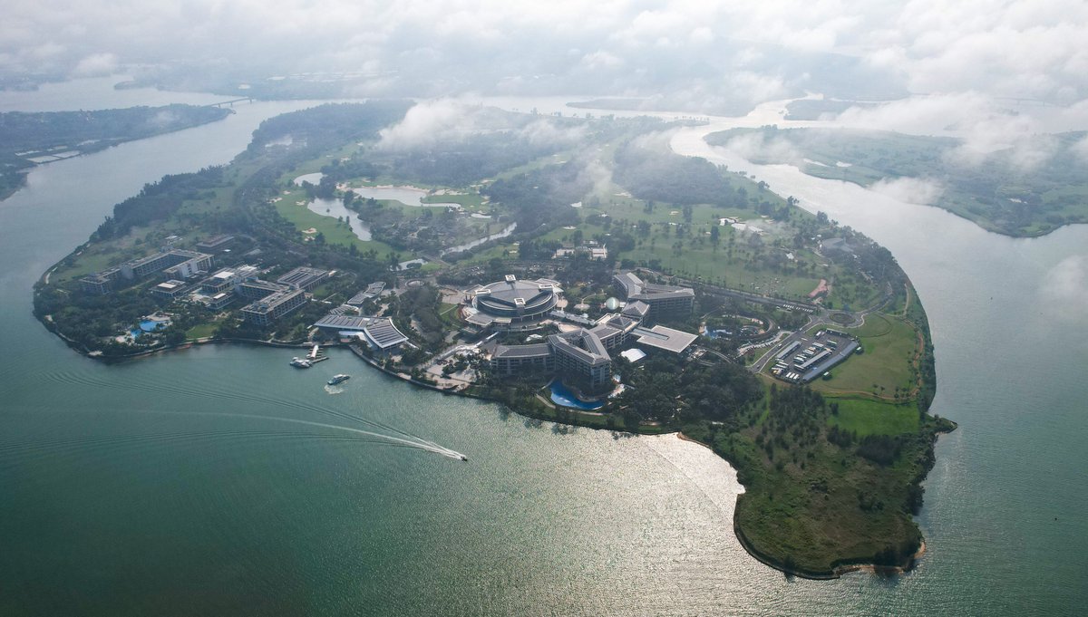 Aerial drone photos taken on March 17, 2024 show views of the Boao near-zero carbon demonstration zone in Boao, south China's #Hainan Province The demonstration zone was put into operation before Boao Forum for Asia (#BFA) Annual Conference 2024. #FlyOverChina #zerocarbon