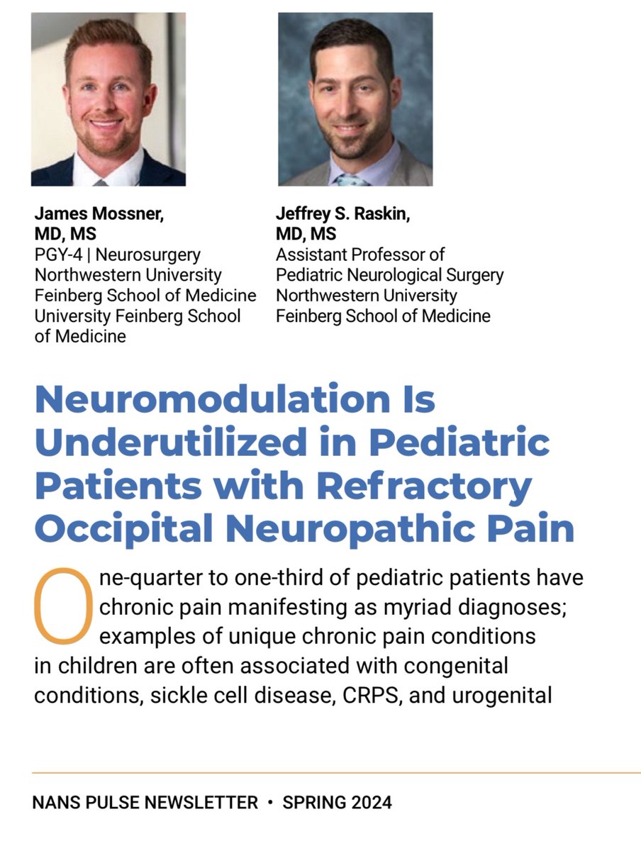Awesome to be featured in the #spring2024 @nansociety newsletter regarding our work on the underutilisation of occipital nerve stimulation in pediatric patients with neuropathic pain. Thanks for the opportunity @nansociety and @jeffrey.raskin