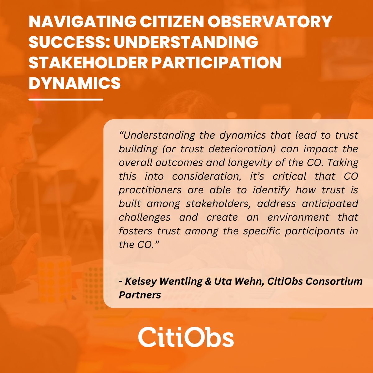 🌟 New Blog Alert 🌟 Our partners Kelsey Wentling and Uta Wehn from IHE Delft delve into stakeholder participation dynamics in #CitizenObservatories & their crucial role in success & sustainability. Read more 👉 tinyurl.com/yhwxxbp4 As posted on mastodon.social/@citiobs