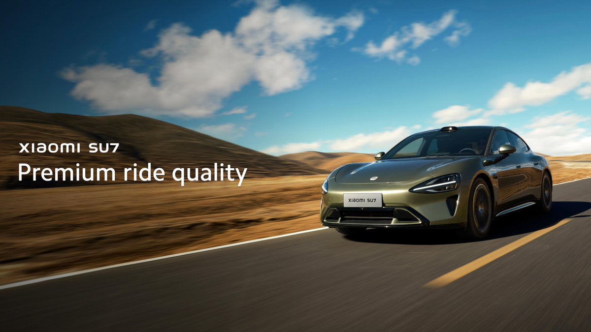Xiaomi's tweet image. Premium ride quality isn&apos;t just about power. It&apos;s also important how quickly that power responds.

#XiaomiSU7 #XiaomiEVLaunch #DrivingForward